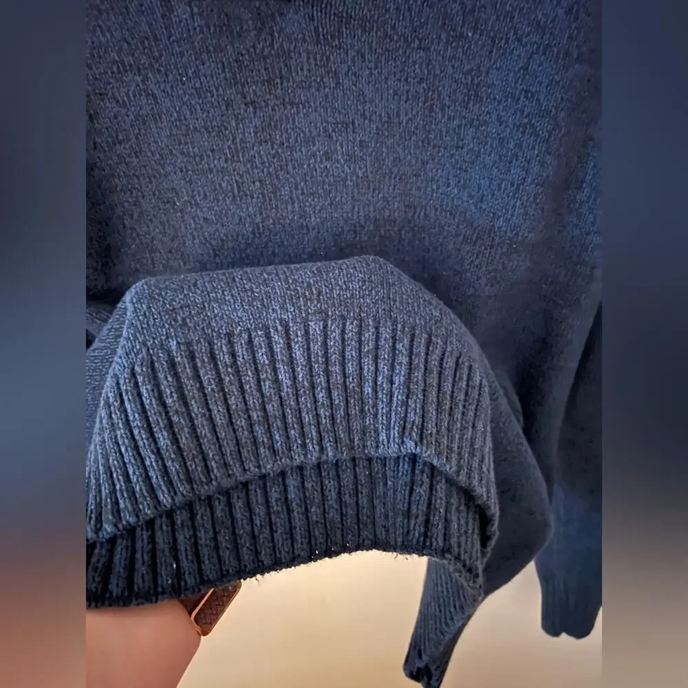 Men's Apt. 9 Onyx Blue Long‎ Sleeve Button Mock Neck Casual Sweater XL VGUC